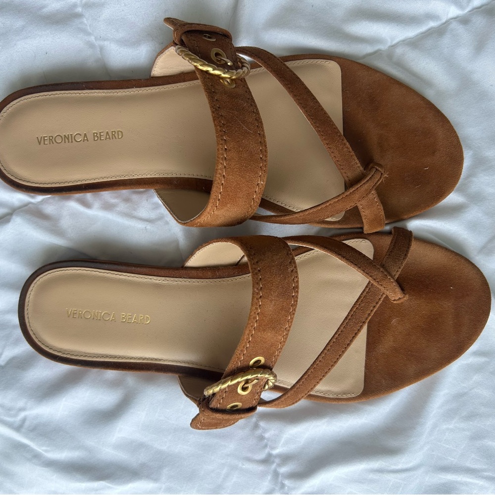 Veronica Beard Brown Suede Sandals - Picture 2 of 4